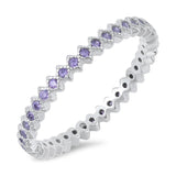 Eternity Amethyst CZ Fashion Stackable Ring .925 Sterling Silver Band Sizes 4-10