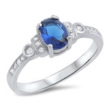 Oval Blue Sapphire CZ Vintage Ring New .925 Sterling Silver Band Sizes 5-10