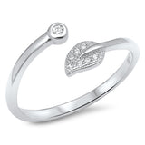 Open Leaf Clear CZ Beautiful Ring New .925 Sterling Silver Band Sizes 4-10