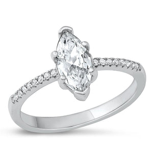 Sterling Silver White CZ Marquise Solitaire Ring