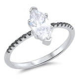 Solitaire Marquise Clear CZ Wedding Ring New 925 Sterling Silver Band Sizes 5-10