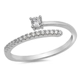 Open Solitaire Clear CZ Micro Pave Bar Ring .925 Sterling Silver Band Sizes 4-10