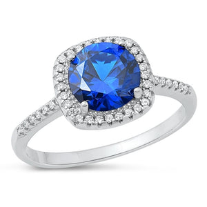 Sterling Silver Blue Sapphire CZ Ring