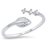 Open Leaf Journey White CZ Fashion Ring New .925 Sterling Silver Band Sizes 4-10