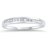 Clear CZ Curved Women's Wedding Ring New .925 Sterling Silver Band Sizes 5-10