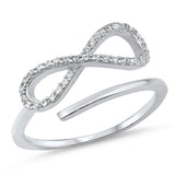 Open Infinity White CZ Micro Pave Knot Ring .925 Sterling Silver Band Sizes 5-10