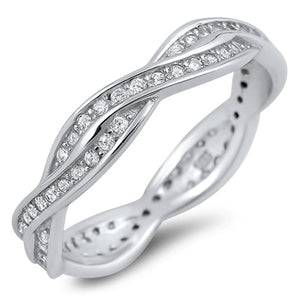 Eternity Knot White CZ Ring New .925 Sterling Silver Infinity Band Sizes 5-10