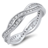 Eternity Knot White CZ Ring New .925 Sterling Silver Infinity Band Sizes 5-10