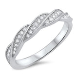 Twisted Knot Wrap White CZ Fashion Ring New .925 Sterling Silver Band Sizes 5-10