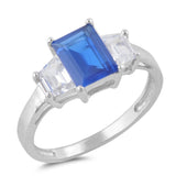 Rectangle Blue Sapphire CZ Cute Ring New .925 Sterling Silver Band Sizes 5-9