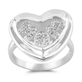 Clear CZ Mom Heart Love Mother's Day Ring .925 Sterling Silver Band Sizes 6-9