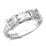 Rectangle Clear CZ Unique Wedding Ring New .925 Sterling Silver Band Sizes 5-10