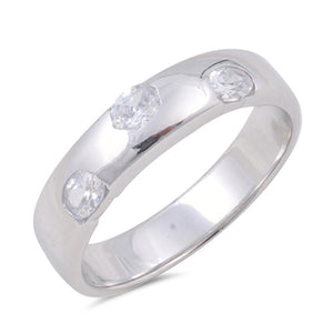 Wedding Clear CZ Beautiful Pebble Ring New .925 Sterling Silver Band Sizes 6-9