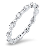 Eternity Round Bar Clear CZ Stackable Ring .925 Sterling Silver Band Sizes 4-10