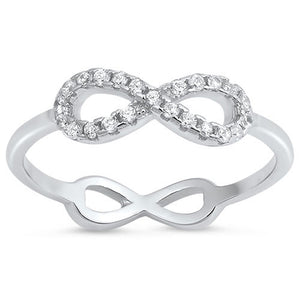 Infinity Clear CZ Fashion Love Knot Ring New 925 Sterling Silver Band Sizes 3-10