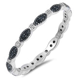 Eternity Alternating Clear CZ Stackable Ring 925 Sterling Silver Band Sizes 4-10