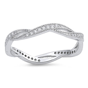 Eternity Infinity Knot Clear CZ Ring New .925 Sterling Silver Band Sizes 4-10