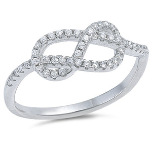 Clear CZ Infinity Love Knot Promise Ring New 925 Sterling Silver Band Sizes 4-10