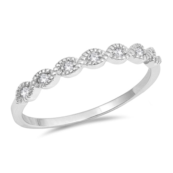 Round White CZ Criss Cross Knot Ring New .925 Sterling Silver Band Sizes 4-10