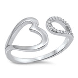 Open Clear CZ Infinity Heart Promise Ring .925 Sterling Silver Band Sizes 4-10