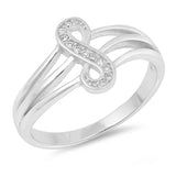 Clear CZ Infinity Knot Filigree Ring New .925 Sterling Silver Band Sizes 4-10