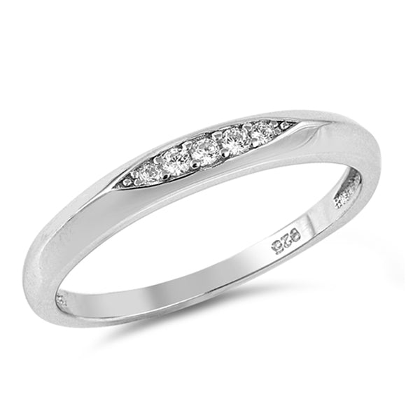 Round White CZ Beautiful Wedding Ring New .925 Sterling Silver Band Sizes 4-10