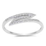 White CZ Zig Zag Wave Pulse Wedding Ring New 925 Sterling Silver Band Sizes 4-10