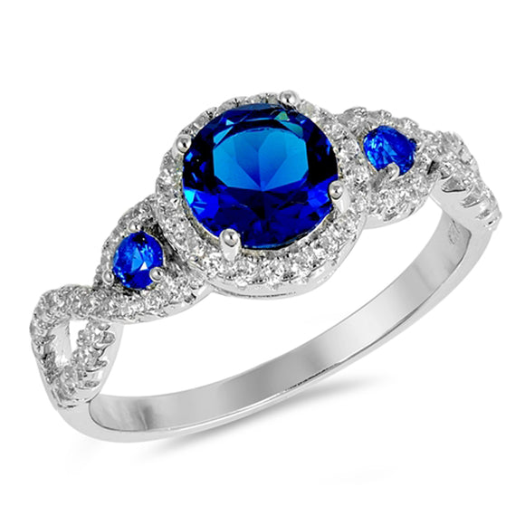 Blue Sapphire CZ Filigree Infinity Promise Ring Sterling Silver Band Sizes 5-10