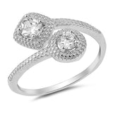 Open Clear CZ Bead Halo Wedding Ring New .925 Sterling Silver Band Sizes 5-10