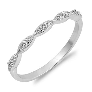 Clear CZ Marquise Shape Stackable Ring New .925 Sterling Silver Band Sizes 4-10