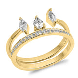 Gold-Tone White CZ Wedding Ring Set New .925 Sterling Silver Band Sizes 4-9