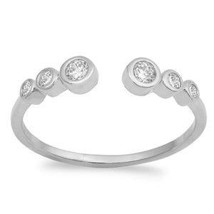 Open Journey White CZ Flexible Cute Ring New 925 Sterling Silver Band Sizes 4-10