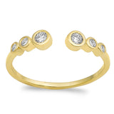 Open Gold-Tone Journey Clear CZ Ring New .925 Sterling Silver Band Sizes 4-10