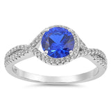 Blue Sapphire CZ Halo Infinity Knot Ring New 925 Sterling Silver Band Sizes 5-10