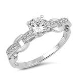 Clear CZ Solitaire Chain Link Wedding Ring .925 Sterling Silver Band Sizes 4-10