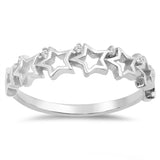 Round White CZ Stackable Cutout Star Ring .925 Sterling Silver Band Sizes 5-10