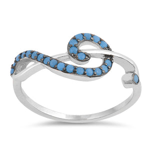 Turquoise Music Note Treble Clef Swirl Ring .925 Sterling Silver Band Sizes 5-10