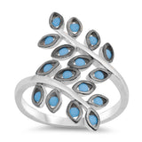 Turquoise Leaves Cute Ring New .925 Sterling Silver Band Sizes 5-10