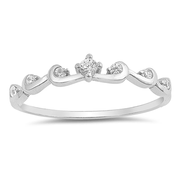 Clear CZ Cute Swirl Elegant Thumb Ring New .925 Sterling Silver Band Sizes 5-10