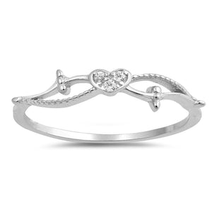 Clear CZ Infinity Love Heart Dainty Ring Sterling Silver Promise Band Sizes 4-10