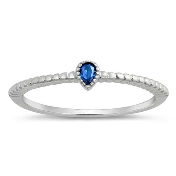 Blue Sapphire CZ Stackable Midi Cute Ring .925 Sterling Silver Band Sizes 4-10