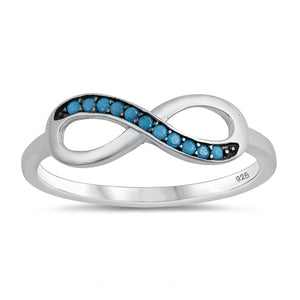 Turquoise Infinity Symbol Love Knot Ring New 925 Sterling Silver Band Sizes 4-10