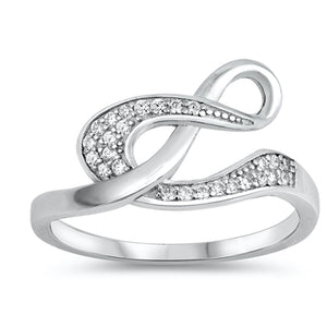 Clear CZ Infinity Music Note Treble Clef Ring Sterling Silver Band Sizes 5-10