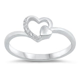 Clear CZ Heart Love Friendship Cute Ring .925 Sterling Silver Band Sizes 3-10