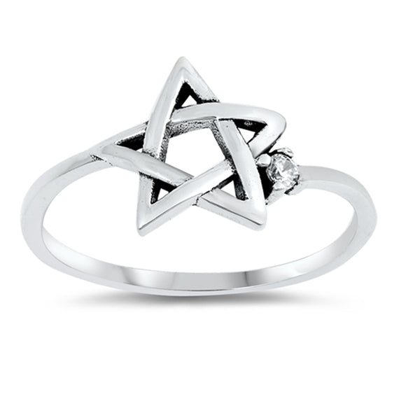 Solitaire Clear CZ Star of David Jewish Ring 925 Sterling Silver Band Sizes 4-10