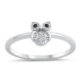 Clear CZ Small Owl Animal Fun Wisdom Ring .925 Sterling Silver Band Sizes 5-10