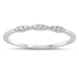 Round White CZ Dainty Marquise Ring 925 Sterling Silver Stacking Band Sizes 2-10