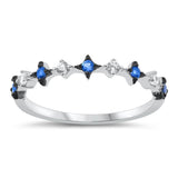 Blue Sapphire CZ Cross Sparkle Star Ring New 925 Sterling Silver Band Sizes 5-10