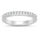 Clear CZ Classic Studded Halo Eternity Ring New .925 Sterling Silver Band Sizes 4-10