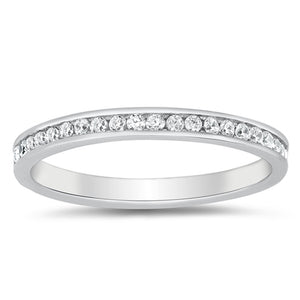 Clear CZ Polished Studded Eternity Halo Ring New .925 Sterling Silver Band Sizes 4-10